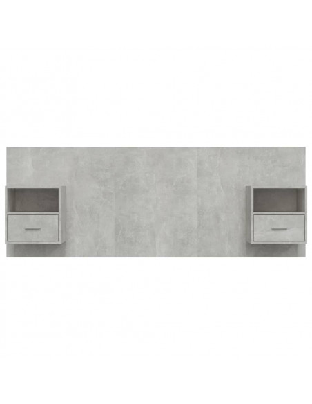 Testiera Letto con Comodini in Legno Multistrato Grigio Cemento