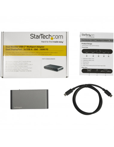 StarTech.com Docking Station USB-C per Portatili Windows - 2 x 4K DP - 100W PD 3.0