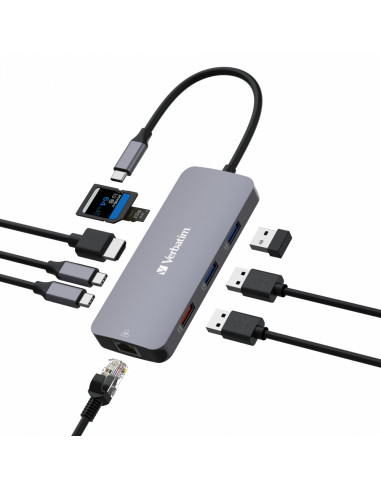 Verbatim CMH-09 USB tipo-C 10000 Mbit/s Argento