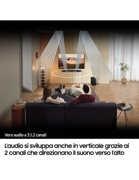 Samsung Soundbar HW-Q600C/ZF Serie Q, 9 speaker, Wireless Dolby Atmos, Audio a 3.1.2 canali, Q-Simphony, Compatibile con Alexa e
