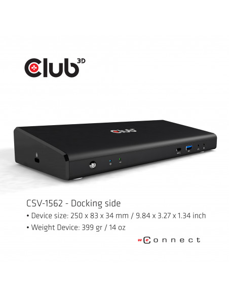 CLUB3D CSV-1562 replicatore di porte e docking station per laptop USB 3.2 Gen 1 (3.1 Gen 1) Type-C Nero