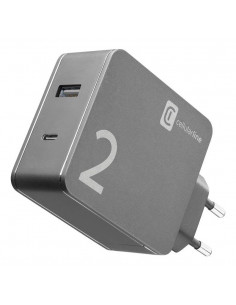 Cellularline Duo Charger - MacBook and iPhone Caricabatterie per computer portatili dotati di porta USB-C e smartphone, 42W 2
