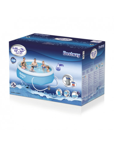 Bestway Fast Set Piscina Autoportante Rotonda mis. 305xh76 cm - colore azzurro - con pompa a filtro
