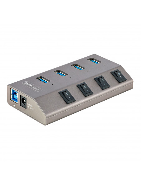 StarTech.com Hub USB-C Autoalimentato a 4 Porte con Interruttori Individuali - Multipresa USB 3.0 5Gbps per Notebook e PC Deskto