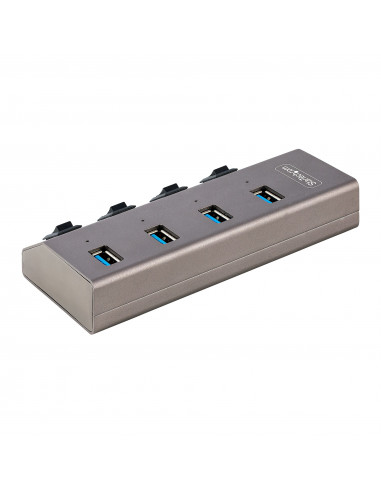 StarTech.com Hub USB-C Autoalimentato a 4 Porte con Interruttori Individuali - Multipresa USB 3.0 5Gbps per Notebook e PC Deskto