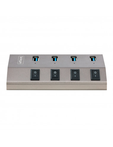StarTech.com Hub USB-C Autoalimentato a 4 Porte con Interruttori Individuali - Multipresa USB 3.0 5Gbps per Notebook e PC Deskto
