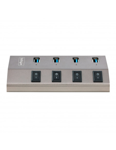 StarTech.com Hub USB-C Autoalimentato a 4 Porte con Interruttori Individuali - Multipresa USB 3.0 5Gbps per Notebook e PC Deskto