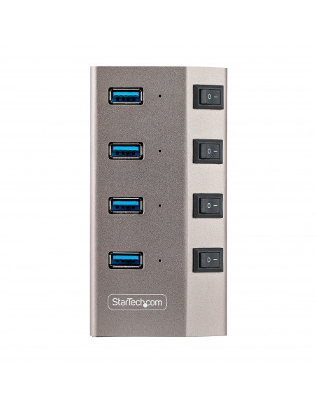 StarTech.com Hub USB-C Autoalimentato a 4 Porte con Interruttori Individuali - Multipresa USB 3.0 5Gbps per Notebook e PC Deskto