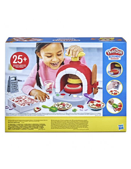 Play-Doh Kitchen Creations La Pizzeria, playset con 6 vasetti di pasta modellabile e 8 accessori