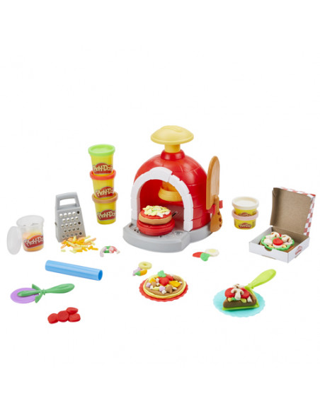 Play-Doh Kitchen Creations La Pizzeria, playset con 6 vasetti di pasta modellabile e 8 accessori