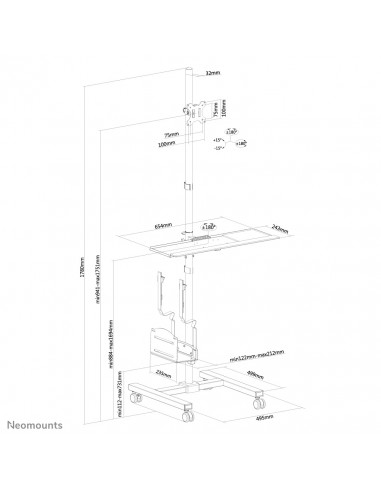 Neomounts FPMA-MOBILE1700 Postazione di lavoro mobile 10-32"