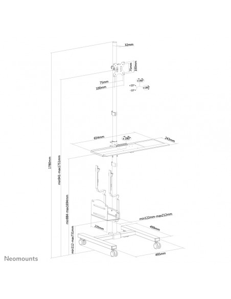 Neomounts FPMA-MOBILE1700 Postazione di lavoro mobile 10-32"