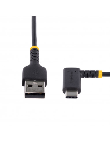 StarTech.com Cavo da USB-A a USB-C a 90° da 15 cm - Cavetto di Ricarica Veloce USB Tipo C per uso intensivo - Cavo Dati da USB 