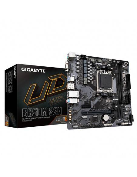 GIGABYTE B650M S2H Scheda madre - AMD Ryzen serie 9000, VRM a 5+2+2 fasi, fino a 6400 MHz DDR5 (OC), 1xPCIe 4.0 M.2, LAN GbE, US