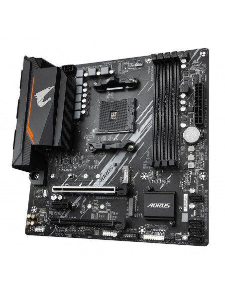 GIGABYTE B550M AORUS ELITE Scheda madre - CPU AMD Ryzen 5000, VRM a 5+3 fasi, fino a 4733 MHz DDR4, 1xPCIe 4.0 + 1xPCIe 3.0 M.2,