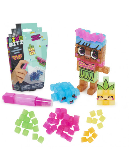Pixobitz - Confezione di Ricarica con 156 bitz trasparenti idroadesivi | Decorazioni e accessori per creazioni in 3D | Giochi cr