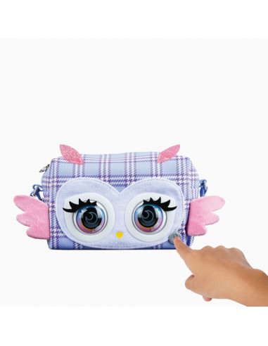 Purse Pets , Print Perfect Hoot Couture Owl, animale giocattolo e borsa interattiva con oltre 30 effetti sonori e reazioni, gioc