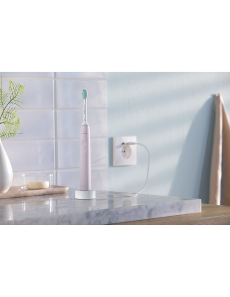 Philips 3100 series Sonicare Spazzolini Elettrici Sonici, confezione da 1 Spazzolino Rosa e 1 Spazzolino Nero HX3675/15