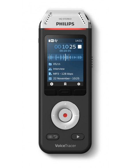 Philips Voice Tracer DVT2110/00 dittafono Flash card Nero, Cromo