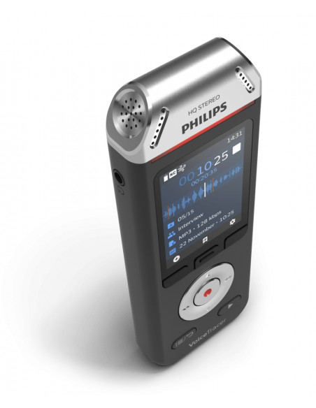 Philips Voice Tracer DVT2110/00 dittafono Flash card Nero, Cromo