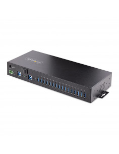 StarTech.com Hub USB 3.0 Alimentato a 16 Porte - Multipresa USB-A Industriale 5Gbps Installabile a Muro/Rack/DIN - Protezione ES