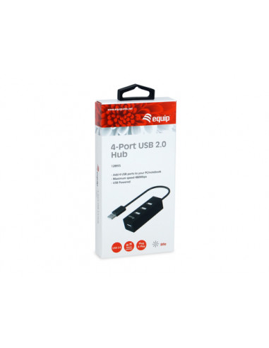 Equip 128955 hub di interfaccia USB 2.0 480 Mbit/s Nero