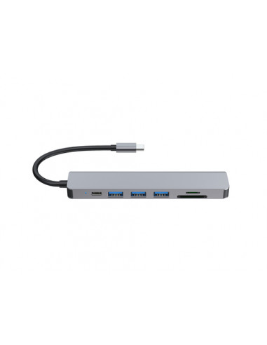 Equip 133494 Adattatore multifunzione USB-C 7 in 1, HDMI 4K/60Hz, USB 3.2 Gen1 x 3, TF/MICRO SD, USB PD 100W