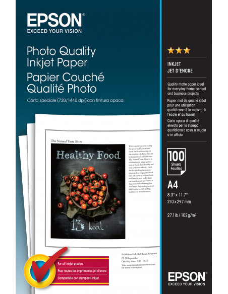 Epson Photo Quality Inkjet Paper - A4 - 100 Fogli