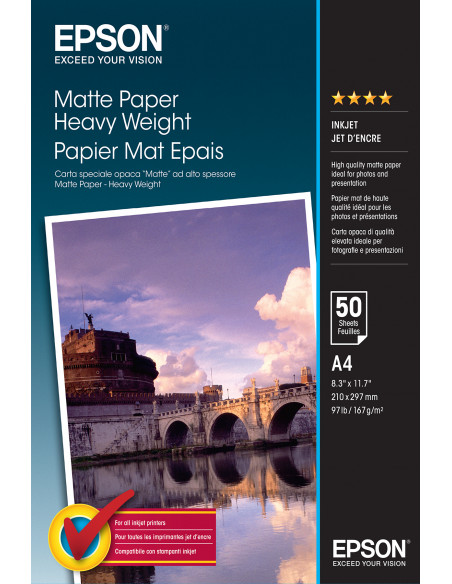 Epson Matte Paper Heavy Weight - A4 - 50 Fogli