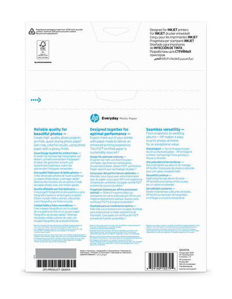 HP Confezione da 25 fogli carta fotografica lucida Everyday A4/210 x 297 mm