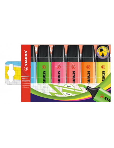 STABILO BOSS ORIGINAL evidenziatore 6 pz Punta smussata Multi