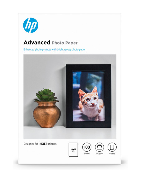 HP Confezione da 100 fogli di carta fotografica Advanced, lucida, 250 g/m2, 10 x 15 cm (101 x 152 mm)