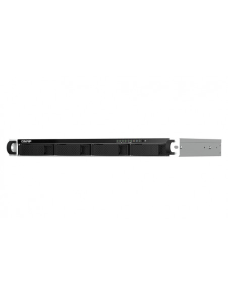 QNAP TS-464eU NAS Rack (1U) Intel® Celeron® N5095 8 GB DDR4 0 TB QNAP Turbo System Alluminio, Nero