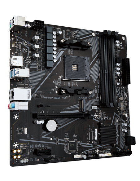 GIGABYTE Scheda madre A520M DS3H V2 - Supporta CPU AMD Ryzen serie 5000 AM4, fino a 4733 MHz DDR4 (OC), PCIe 3.0 x16, LAN GbE, U