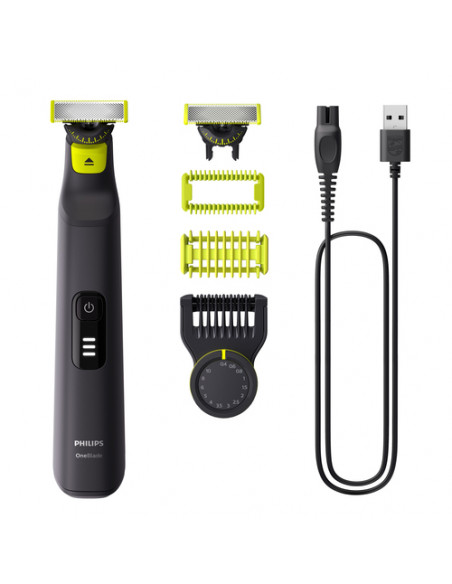 Philips OneBlade Pro 360 Face & Body Rasoio, Regolabarba e Rifinitore con Pettine di Precisione Regolabile 14 Lunghezze QP6542/1