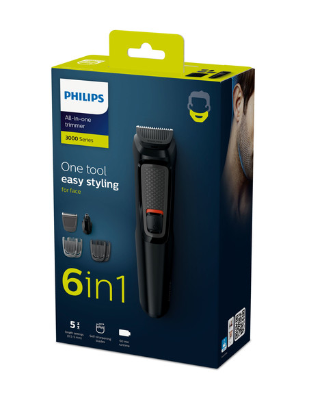Philips MULTIGROOM Series 3000 rasoio rifinitore all-in-one 6 in 1 con 6 accessori per barba e naso MG3710/15