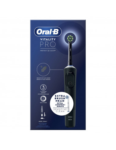 Oral-B Vitality Spazzolino Elettrico Ricaricabile Pro Nero, 2 testine
