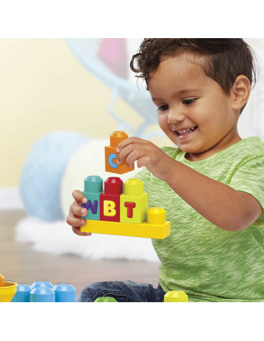 MEGA BLOKS Impara con il treno, trenino con blocchi dell'alfabeto per imparare le lettere e suoni realistici, Giocattolo per Bam