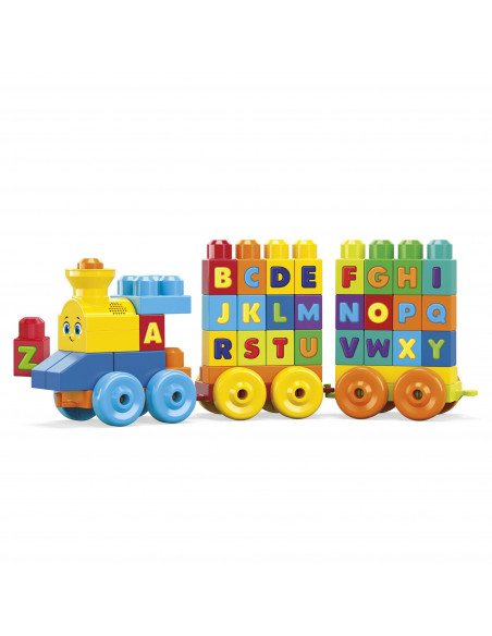 MEGA BLOKS Impara con il treno, trenino con blocchi dell'alfabeto per imparare le lettere e suoni realistici, Giocattolo per Bam