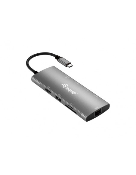 Equip Adattatore multifunzione USB-C 9 in 1, HDMI 4K/60Hz, LAN Gigabit, USB 3.2 GEN1, SD/TF, USB PD 100W