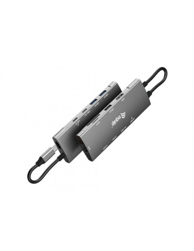 Equip Adattatore multifunzione USB-C 9 in 1, HDMI 4K/60Hz, LAN Gigabit, USB 3.2 GEN1, SD/TF, USB PD 100W