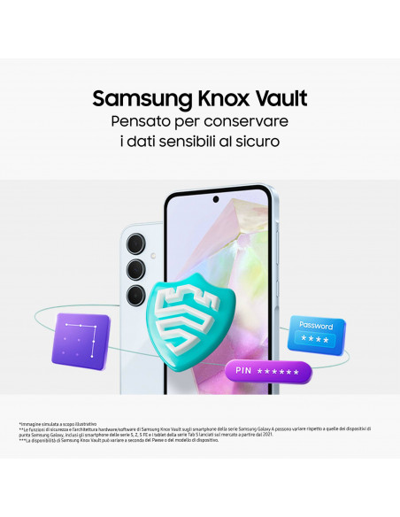 Samsung Galaxy A35 5G Display FHD+ Super AMOLED 6.6”, Android 14, 6GB RAM, 128GB, Dual SIM, Batteria 5.000 mAh, Awesome Lilac