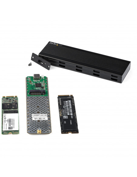 StarTech.com Enclosure USB-C a M.2 NVMe o M.2 SATA SSD 10Gbps - Case esterno portatile M.2 PCIe/SATA NGFF SSD in alluminio - Box