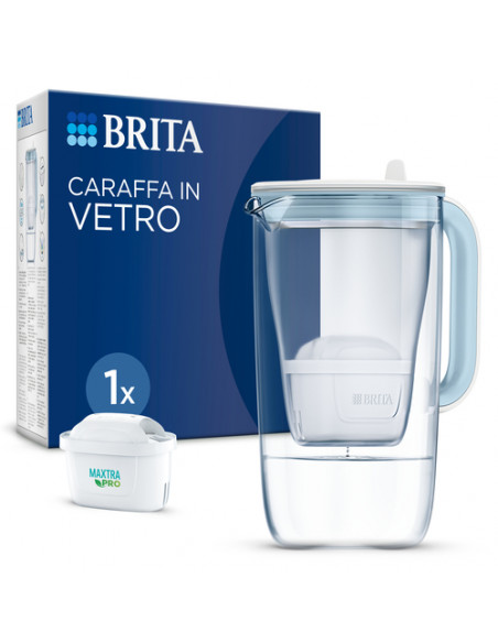 Brita Caraffa in vetro Light Blue (2.5L) incl. 1x filtro MAXTRA PRO All-in-1 - Caraffa di design premium, coperchio ribaltabile 