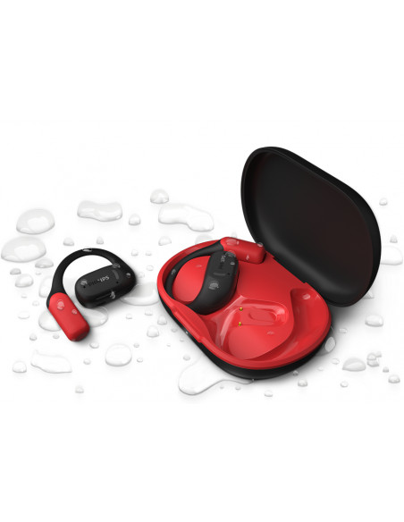 Philips Serie 6000 TAA6709BK/00 cuffia e auricolare True Wireless Stereo (TWS) A clip Sport Bluetooth Nero, Rosso