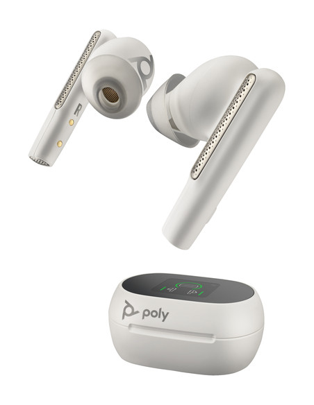 POLY Auricolari bianco sabbia Voyager Free 60+ UC M + Adattatore BT700 USB-C + Custodia di ricarica touchscreen