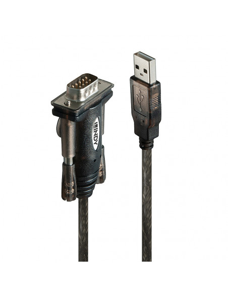 Lindy 42855 cavo seriale Grigio, Trasparente 1,5 m USB tipo A DB-9