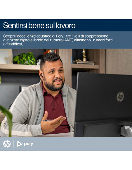 POLY Auricolari nerofumo Voyager Free 60 UC + Adattatore BT700 USB-A + Custodia di ricarica di base