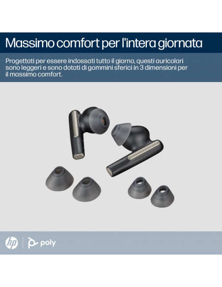POLY Auricolari nerofumo Voyager Free 60 UC + Adattatore BT700 USB-A + Custodia di ricarica di base