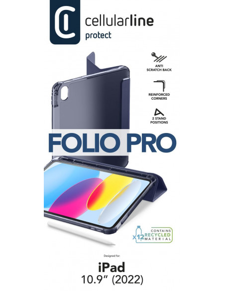 Cellularline Folio - iPad 10.9'' (2022) Custodia per tablet con funzione stand